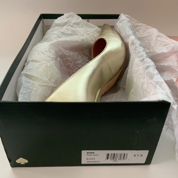 Kate Spade Sonia Gold Leather Pointed Toe Pumps Stiletto Heels Dress Shoes 8.5 - Picture 10 of 16